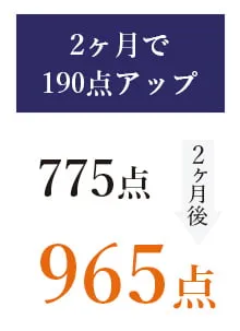 2ヶ月で190点アップ！ 775点 2ヶ月後 965点